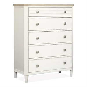 Bowery Hill Contemporary 5-Drawer Chest in Sea Pearl and Driftwood