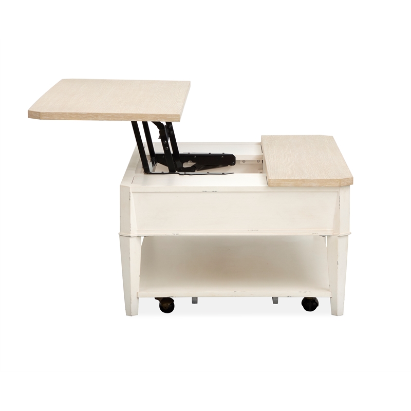 Bowery Hill Lift Top Storage Cocktail Table With Casters and Drawers