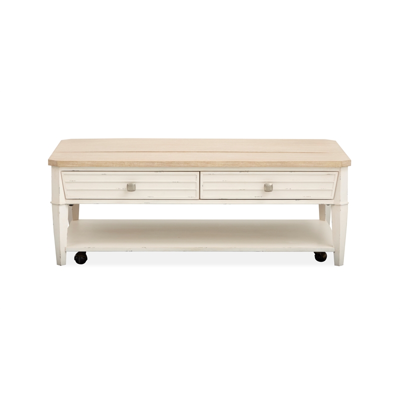 Bowery Hill Lift Top Storage Cocktail Table With Casters and Drawers