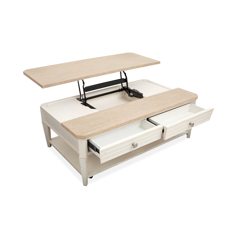 Bowery Hill Lift Top Storage Cocktail Table With Casters and Drawers