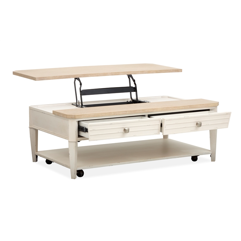 Bowery Hill Lift Top Storage Cocktail Table With Casters and Drawers