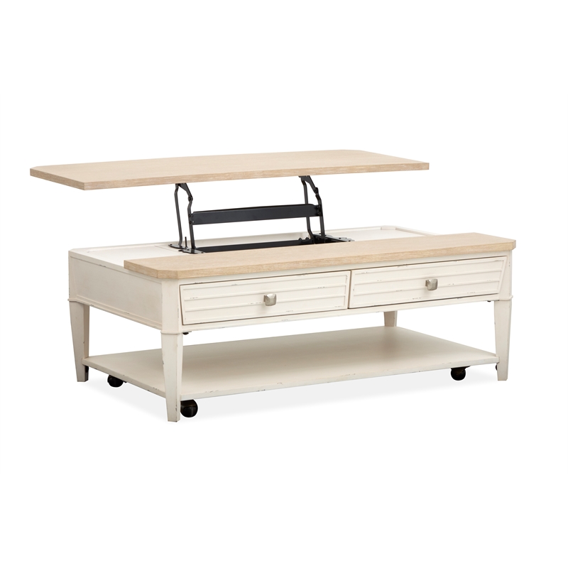 Bowery Hill Lift Top Storage Cocktail Table With Casters and Drawers