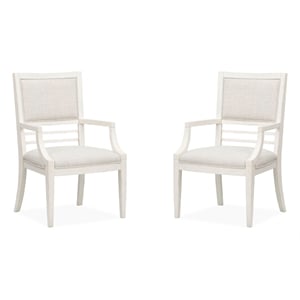 Bowery Hill Upholstered Arm Chair 2-Pack in Sea Pearl and Driftwood