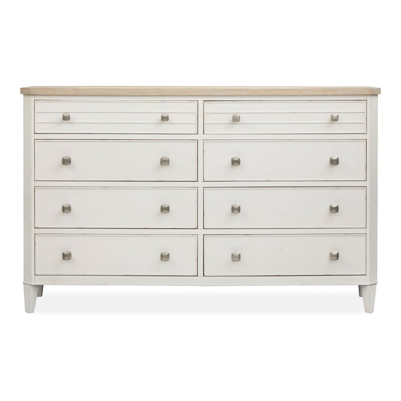 Bowery Hill Contemporary 8-Drawer Dresser in Sea Pearl and Driftwood