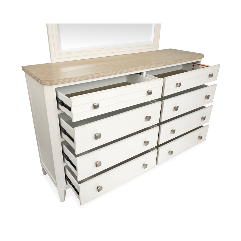 Bowery Hill Contemporary 8-Drawer Dresser in Sea Pearl and Driftwood