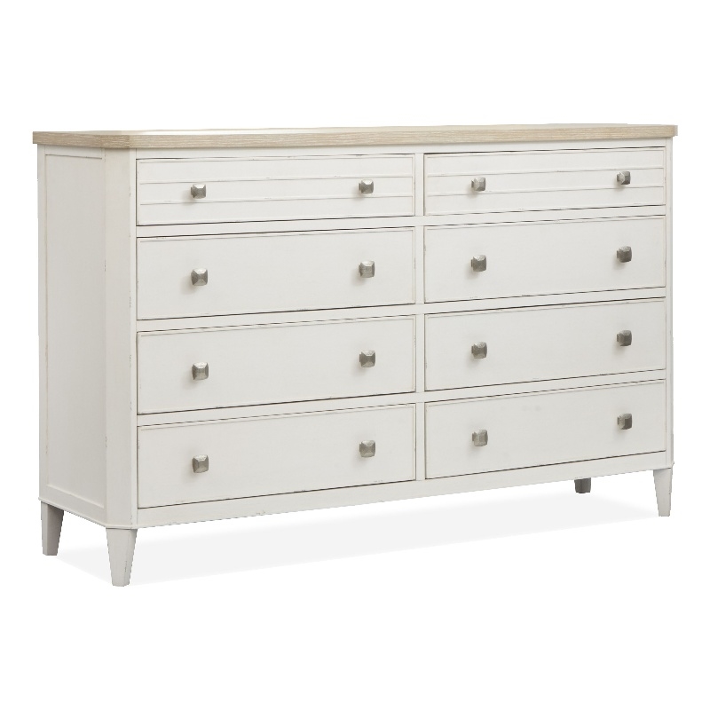Bowery Hill Contemporary 8-Drawer Dresser in Sea Pearl and Driftwood