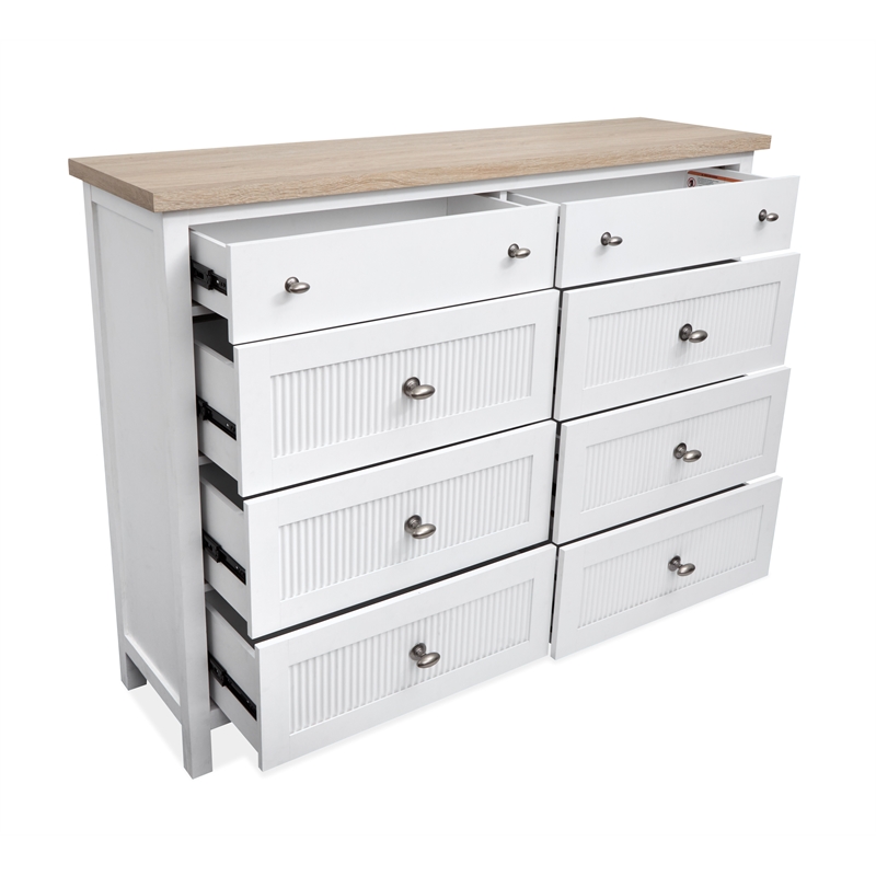 Bowery Hill Contemporary 8-Drawer Chesser in White Whisp and Sand