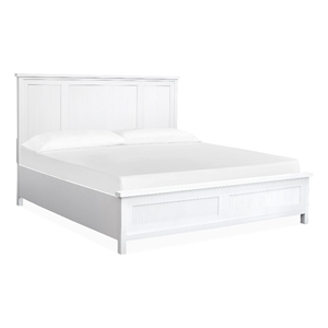 Bowery Hill King Panel Bed in White Whisp and Sand With Floor Guards