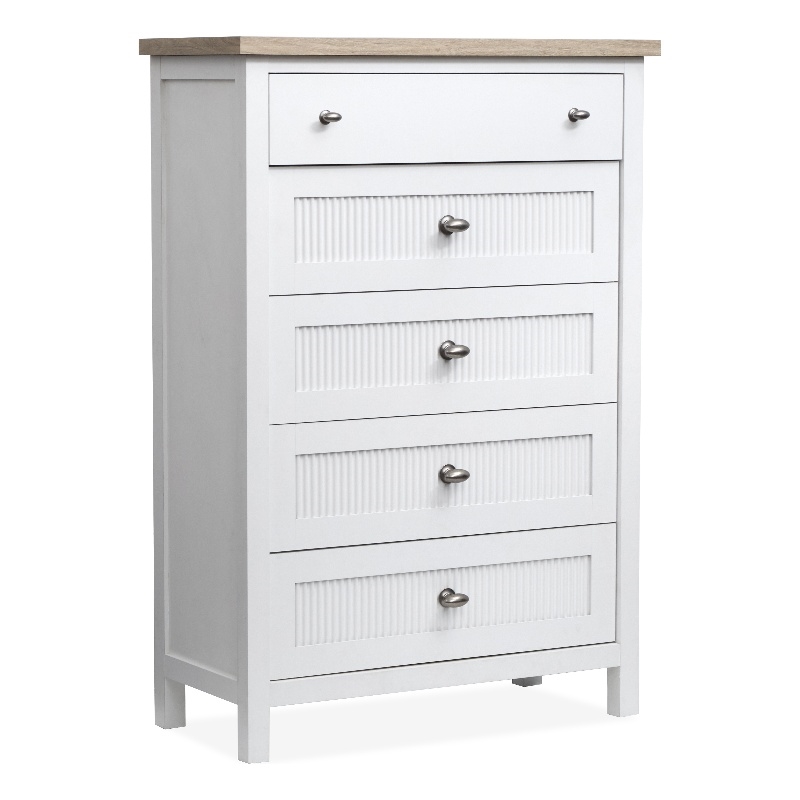 Bowery Hill 5-Drawer Chest in White Whisp and Sand With Soft Close