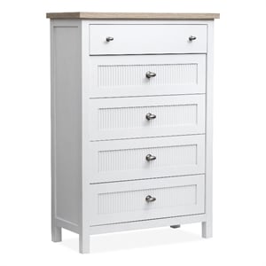 Bowery Hill 5-Drawer Chest in White Whisp and Sand With Soft Close