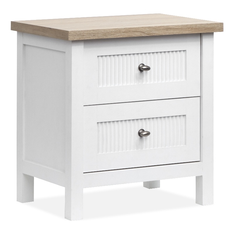 Bowery Hill 2-Drawer Nightstand in White Whisp and Sand With Soft Close
