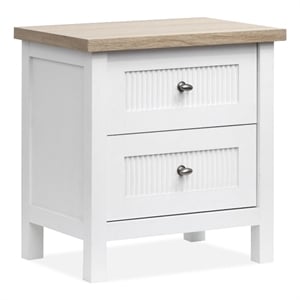Bowery Hill 2-Drawer Nightstand in White Whisp and Sand With Soft Close