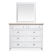 Bowery Hill 8-Drawer Chesser With Portrait Mirror in White Whisp and Sand