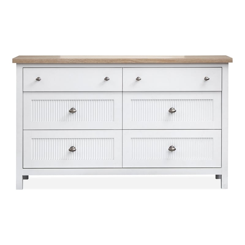 Bowery Hill 6-Drawer Dresser in White Whisp and Sand With Soft Close