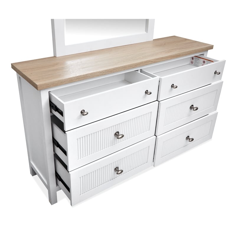 Bowery Hill 6-Drawer Dresser in White Whisp and Sand With Soft Close