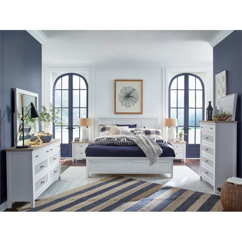 Bowery Hill 6-Drawer Dresser in White Whisp and Sand With Soft Close