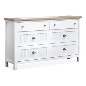 Bowery Hill 6-Drawer Dresser in White Whisp and Sand With Soft Close