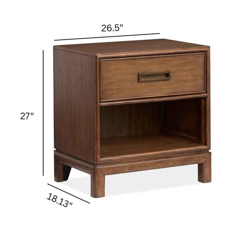 Bowery Hill Open Nightstand With Felt-Lined Drawer in Russet