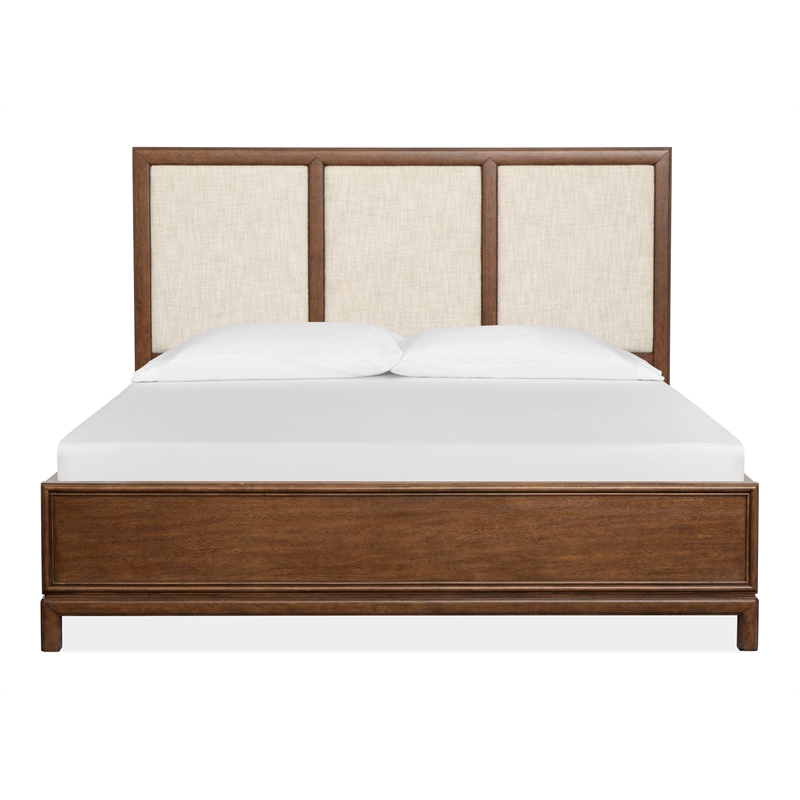 Bowery Hill Contemporary Queen Upholstered Panel Bed in Russet