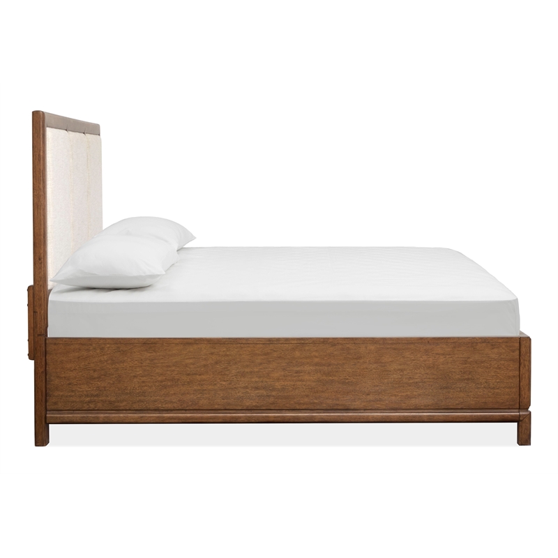 Bowery Hill Contemporary Queen Upholstered Panel Bed in Russet