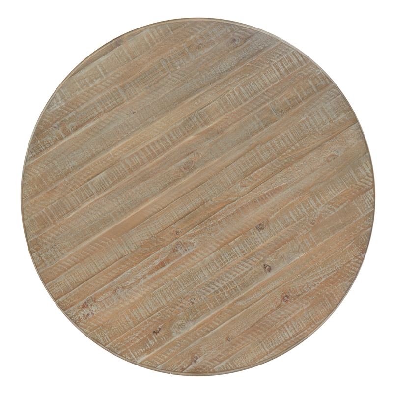 Bowery Hill Round Cocktail Table in Dovetail Grey With Pine Top