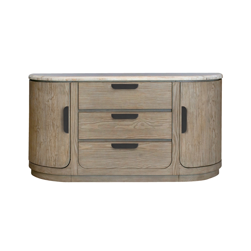 Bowery Hill Stone Top Buffet With 3 Drawers and 2 Doors in Dorian Grey