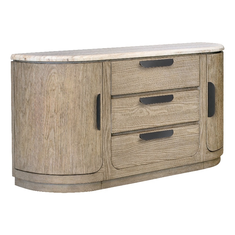 Bowery Hill Stone Top Buffet With 3 Drawers and 2 Doors in Dorian Grey