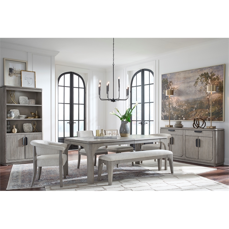 Bowery Hill Contemporary Upholstered Long Bench in Dorian Grey