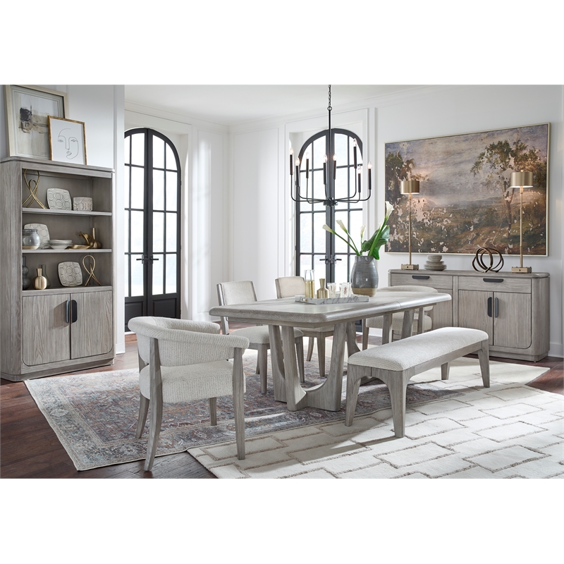 Bowery Hill Contemporary Upholstered Long Bench in Dorian Grey