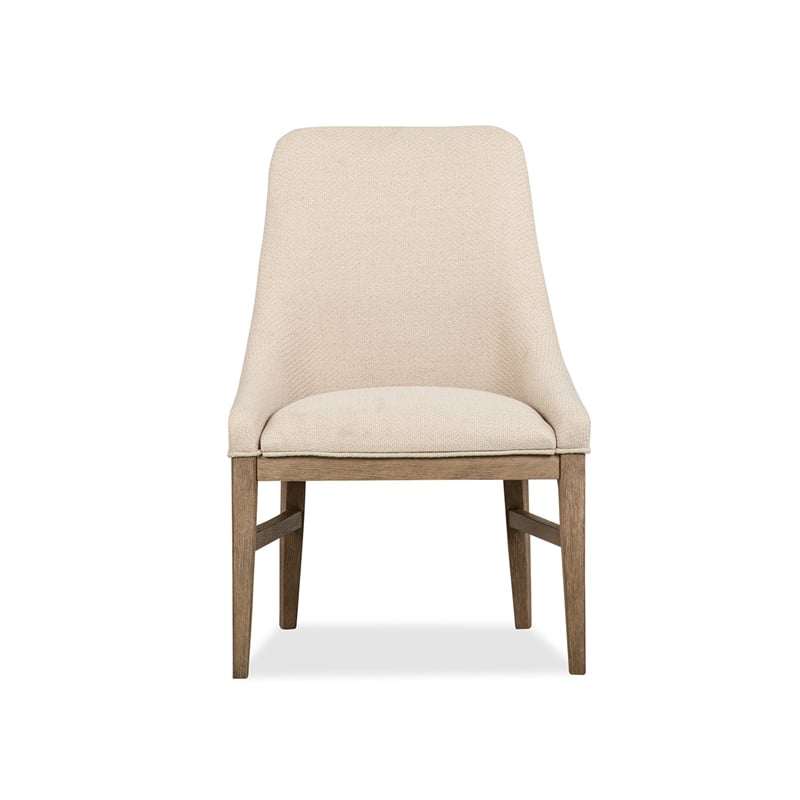 Bowery Hill Contemporary Upholstered Arm Chair 2-Pack in Swiss Coffee
