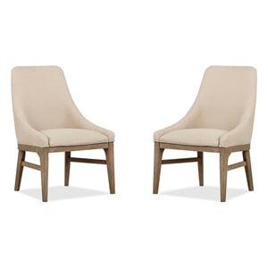 Bowery Hill Contemporary Upholstered Arm Chair 2-Pack in Swiss Coffee