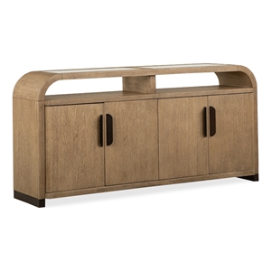 Bowery Hill Sideboard With Glass Top and 4 Doors in Swiss Coffee