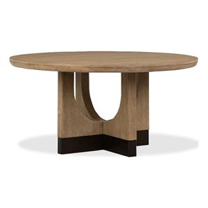 Bowery Hill 60&quot Round Dining Table in Swiss Coffee With Metal Caps