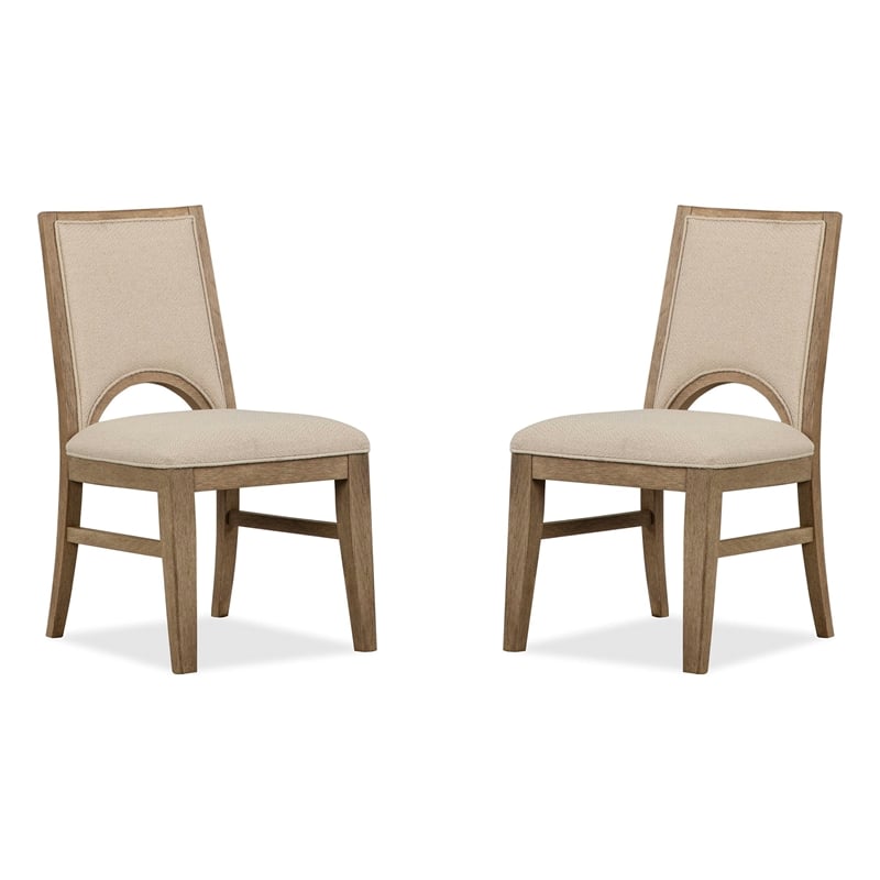 Bowery Hill Contemporary Upholstered Side Chair 2-Pack in Swiss Coffee