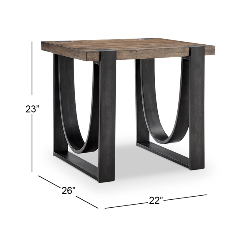 Bowery Hill Rectangular End Table in Rustic Honey and Distressed Iron