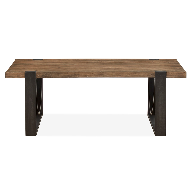 Bowery Hill Rectangular Cocktail Table in Rustic Honey and Distressed Iron