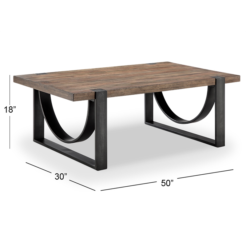 Bowery Hill Rectangular Cocktail Table in Rustic Honey and Distressed Iron
