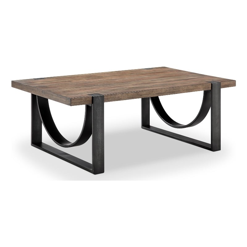 Bowery Hill Rectangular Cocktail Table in Rustic Honey and Distressed Iron
