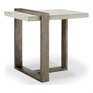 Bowery Hill Marble Veneer Rectangular End Table in Sea Shell