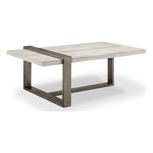 Bowery Hill Marble Veneer Rectangular Cocktail Table in Sea Shell