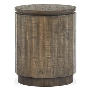 Bowery Hill Round Accent End Table in Tobacco With Pine Solids