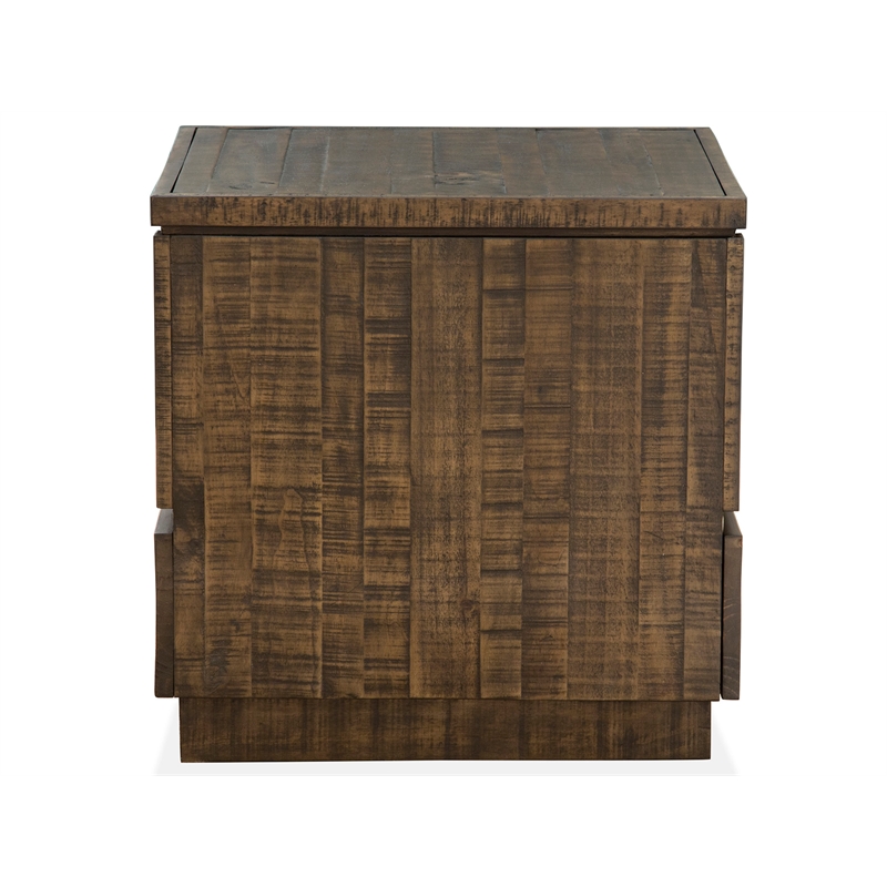 Bowery Hill Contemporary Rectangular End Table With Drawer in Tobacco