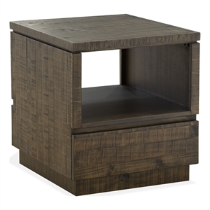 Bowery Hill Contemporary Rectangular End Table With Drawer in Tobacco