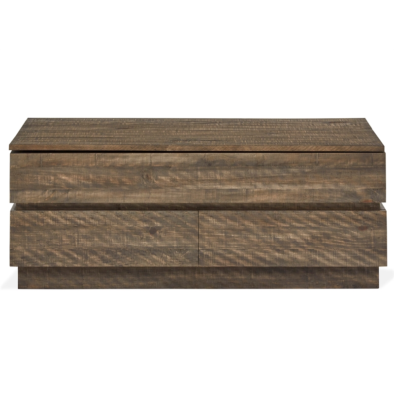 Bowery Hill Lift Top Cocktail Table With Drawers and Casters in Tobacco