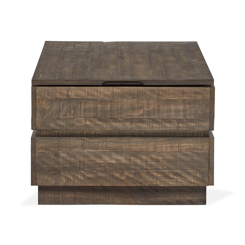 Bowery Hill Lift Top Cocktail Table With Drawers and Casters in Tobacco