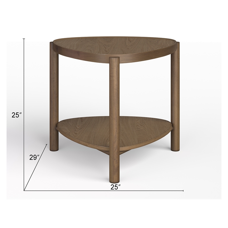 Bowery Hill Shaped Accent End Table With Bottom Shelf in Honey