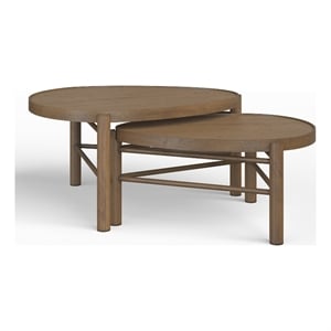 Bowery Hill Contemporary Nesting Cocktail Table Set in Honey Oak