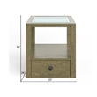 Bowery Hill Glass Top Rectangular End Table With Drawer in Warm Stone