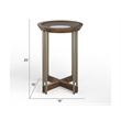Bowery Hill Glass Top Round Accent Table in Walnut and Tarnished Silver