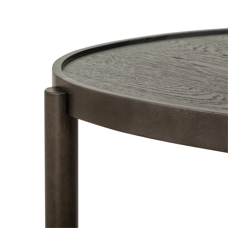 Bowery Hill Shaped Accent End Table With Bottom Shelf in Coffee Bean